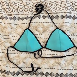 Blue And Black Neoprene Bikini Top